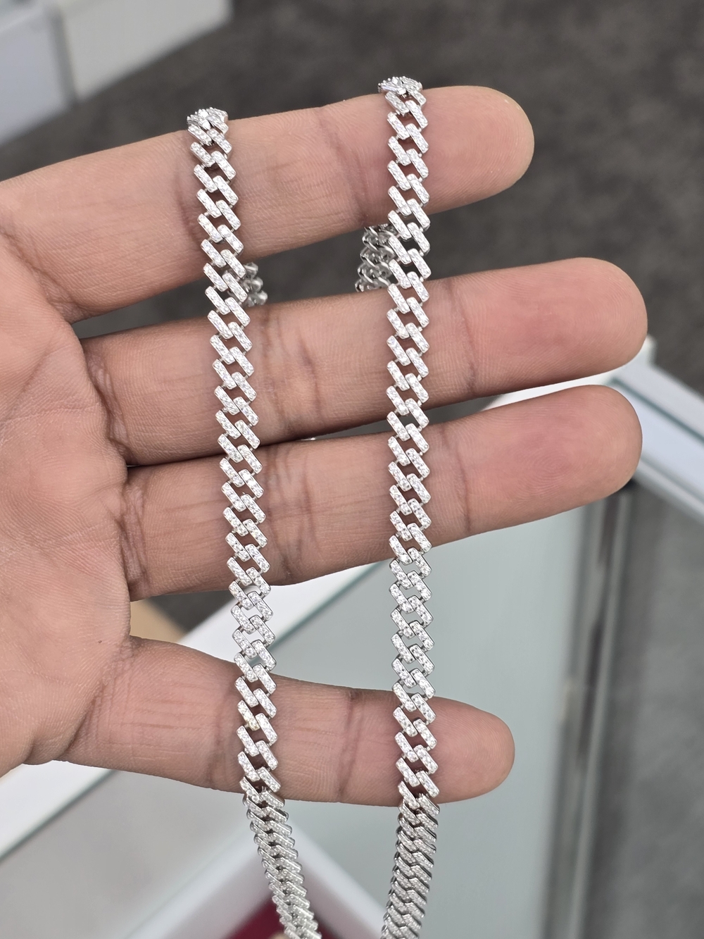 925 Sterling Silver Moissanite Cuban Link Chain 6.3mm 20 Inches